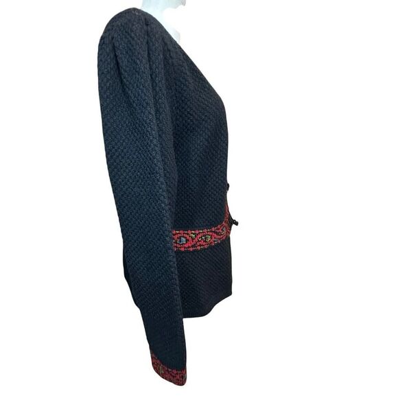 VINTAGE 100% Shetland Wool Hand Embroidered Icelandic Cardigan Women’s SZ Large - Picture 3 of 13